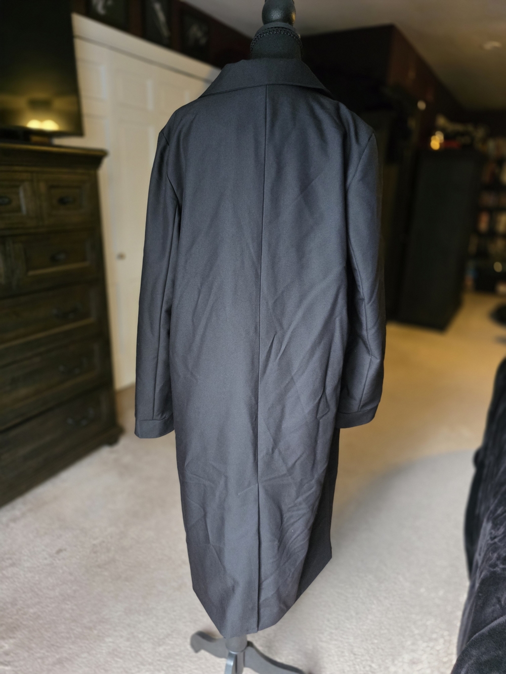 FOXBLOOD Rory Black Longline Trench Coat Medium NWT Gothic Minimalist - Picture 4 of 7